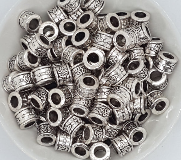ANTIQUE SILVER METAL - 10X8MM TIBETAN STYLE SPACER BEADS