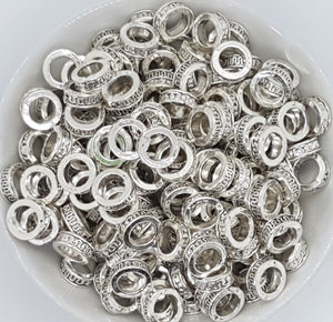 ANTIQUE SILVER METAL - 11X4MM TIBETAN STYLE SPACER BEADS