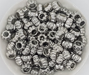 ANTIQUE SILVER METAL - 12X6.5MM FLOWER STYLE - PLATINUM SPACER BEADS