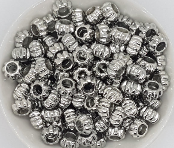 ANTIQUE SILVER METAL - 12X6.5MM FLOWER STYLE - PLATINUM SPACER BEADS
