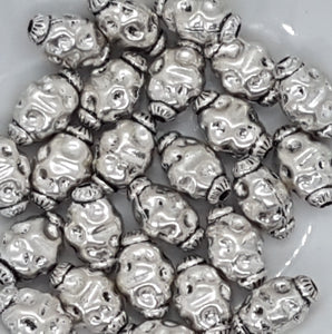 ANTIQUE SILVER METAL - 15X8MM TIBETAN STYLE BARREL BEADS