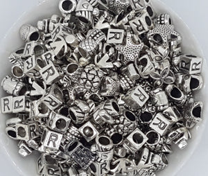 ANTIQUE SILVER METAL - 7-13MM ALLOY MIXED BEADS
