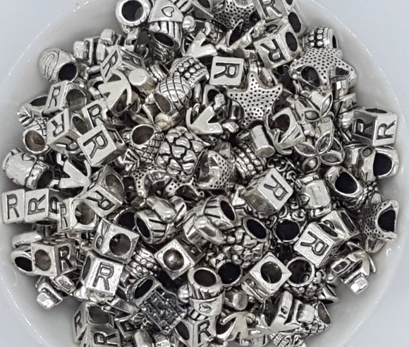 ANTIQUE SILVER METAL - 7-13MM ALLOY MIXED BEADS