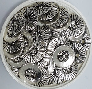 ANTIQUE SILVER METAL - 18MM TIBETAN STYLE BUTTONS/BEADS