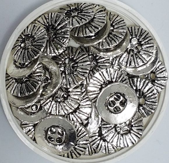 ANTIQUE SILVER METAL - 18MM TIBETAN STYLE BUTTONS/BEADS