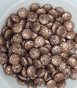 METAL BEADS -COPPER 10MM FLAT ROUND SPACER BEADS