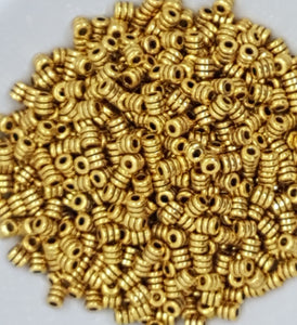 GOLD METAL -4MM X 4MM TIBETAN STYLE BARREL SPACER BEADS
