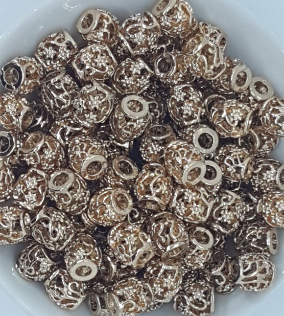 GOLD METAL -10.5x10.5mm ALLOY BARREL BEADS