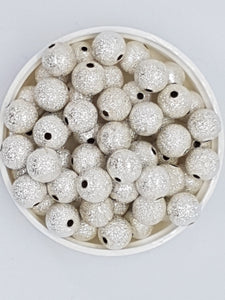 SILVER METAL - 10MM SILVER STARDUST BEADS