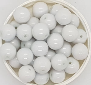 12MM GLASS BEADS - 10 PER PACKET - WHITE
