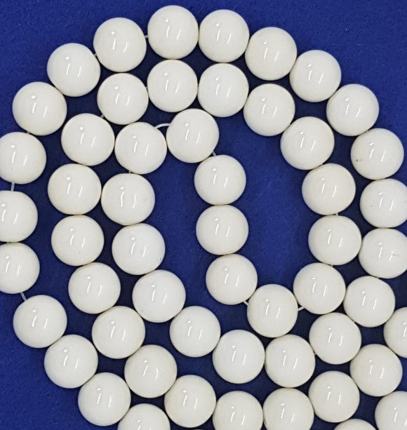 14MM GLASS BEADS - OYSTER WHITE