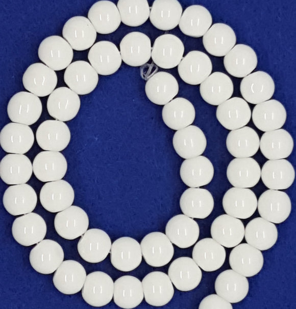8MM GLASS BEADS - WHITE