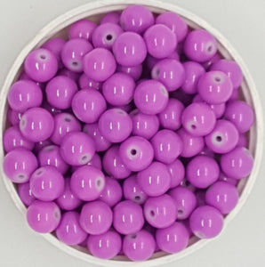 8MM GLASS BEADS - 20 PER PACKET - LIGHT PURPLE