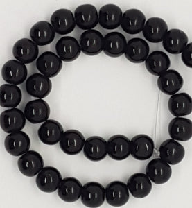 8MM GLASS BEADS - BLACK