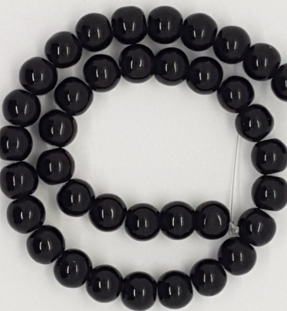 8MM GLASS BEADS - BLACK