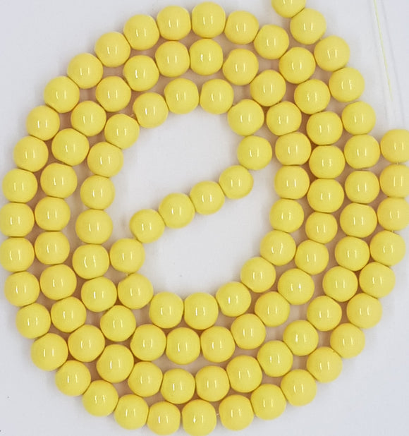 8MM GLASS BEADS - YELLOW