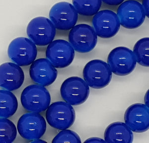 10MM GLASS BEADS - 25 per packet - COBALT BLUE