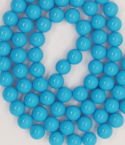 10MM GLASS BEADS - OPAQUE MED. BLUE - Per Strand