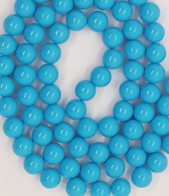 10MM GLASS BEADS - OPAQUE MED. BLUE - Per Strand