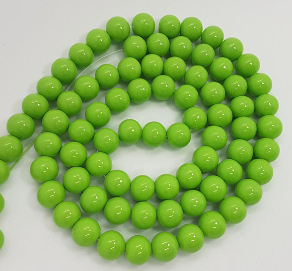 10MM GLASS BEADS - 25 PER PACKET - APPLE GREEN