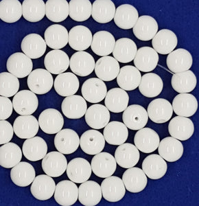 10MM GLASS BEADS - 25 PER PACKET - OPAQUE WHITE