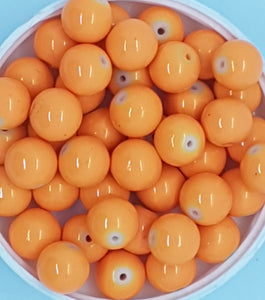 10MM GLASS BEADS - 25 PER PACKET - GOLDEN ORANGE