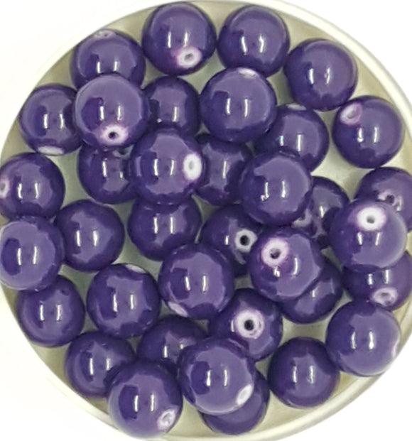 10MM GLASS BEADS - 25 PER PACKET - DARK PURPLE