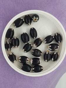 OVAL - 12 X 7.5MM HANDMADE MILLIEFIORI GLASS BEADS - BLACK