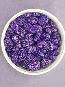 OVAL - 11 X 8MM SPRAY PAINTED GLASS BEADS - PURPLE