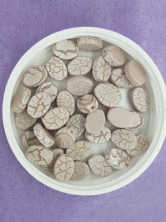 OVAL - 11 X 8MM SPRAY PAINTED GLASS BEADS - BEIGE