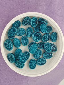 OVAL - 11 X 8MM SPRAY PAINTED GLASS BEADS - TEAL