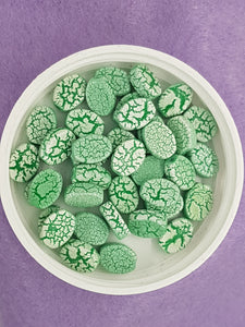 OVAL - 11 X 8MM SPRAY PAINTED GLASS BEADS - GREEN