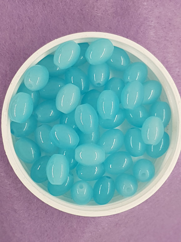 OVAL - 11 X 8MM IMITATION JADE GLASS BEADS