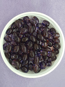 OVAL - 9 X 6MM SPRAY PAINTED GLASS BEADS - PURPLE