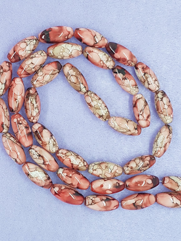 OVAL - 22 X 10MM GLASS BEADS - INDIAN RED