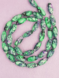 OVAL - 22 X 10MM GLASS BEADS - SLATE BLUE