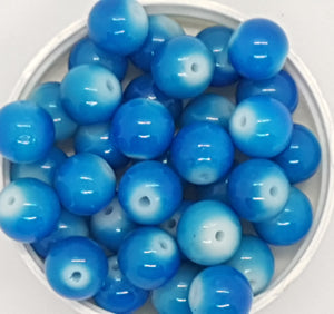 12MM GLASS BEADS - 20 PER PACKET - MEDIUM BLUE
