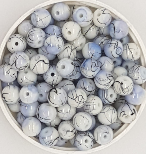 8MM GLASS BEADS - 20 BEADS PER PACKET - LILAC