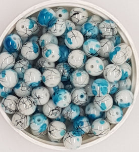 8MM GLASS BEADS - 20 BEADS PER PACKET - DODGER BLUE