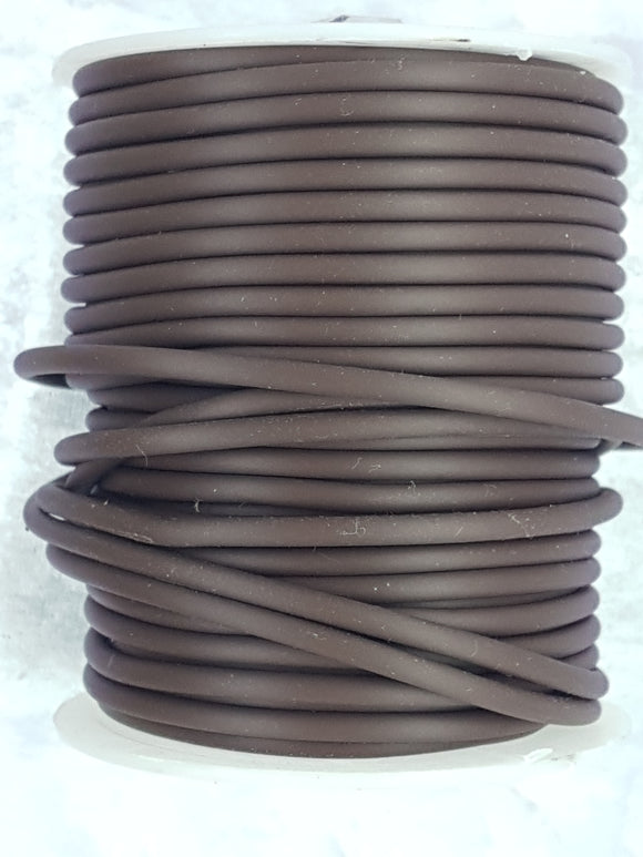 CORD - RUBBER  - HOLLOW - 3MM BROWN COLOUR