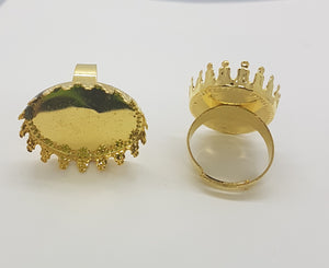 RING BASES - 25 X 18MM ADJ. GOLDEN RING BASE