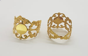 RING BASES - ADJUSTABLE GOLDEN FILIGREE RING BASE