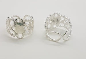 RING BASES - ADJUSTABLE SILVER RING BASE