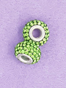RONDELLES - 15MM RHINESTONE GLASS - COLOUR - GREEN