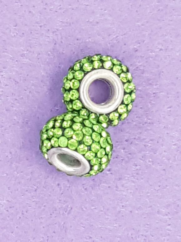 RONDELLES - 15MM RHINESTONE GLASS - COLOUR - GREEN