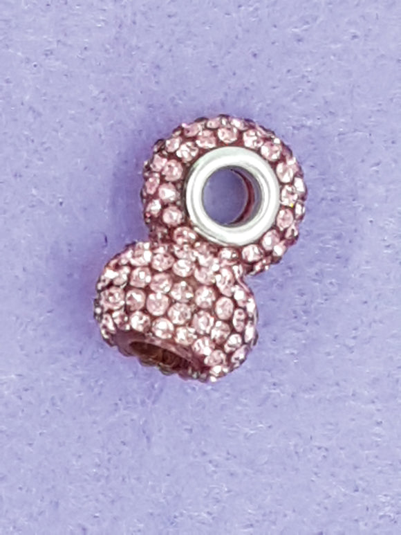 RONDELLES - 15MM RHINESTONE GLASS - COLOUR - ROSE PINK