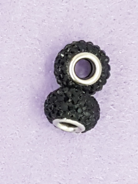 RONDELLES - 15MM RHINESTONE GLASS - COLOUR - BLACK