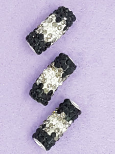 RONDELLES - 25MM GRADE A RHINESTONE/POLYMER CLAY TUBE- BLACK