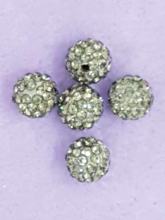 RONDELLES - 10MM RHINESTONE/POLYMER CLAY DISCO BEADS- GREY