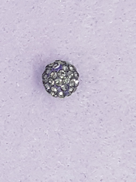 RONDELLES - 10MM RHINESTONE/POLYMER CLAY DISCO BEADS- LAVENDER